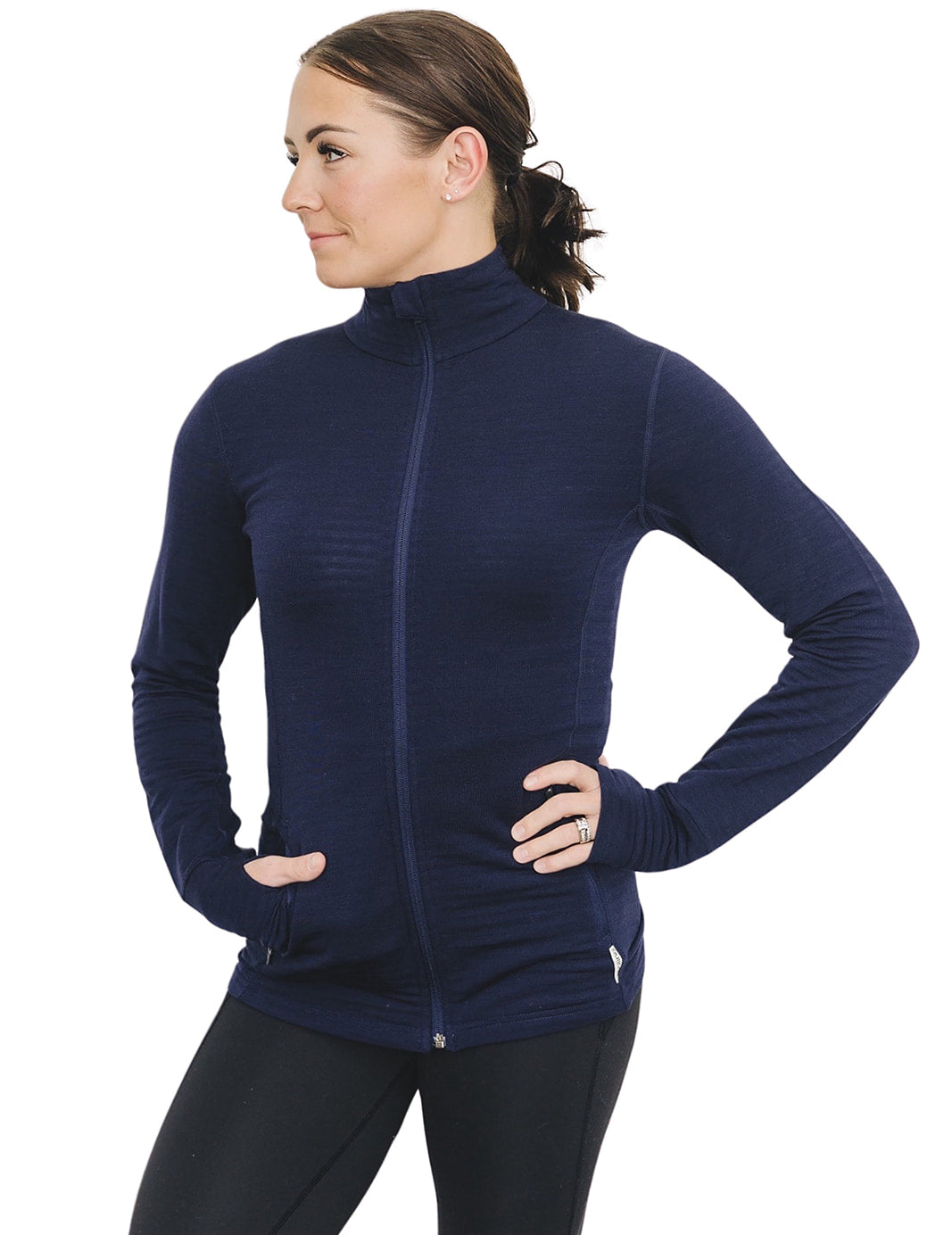 Women's Merino Natural Fleece Full-Zip Jacket, Cosmic Blue – Woolino