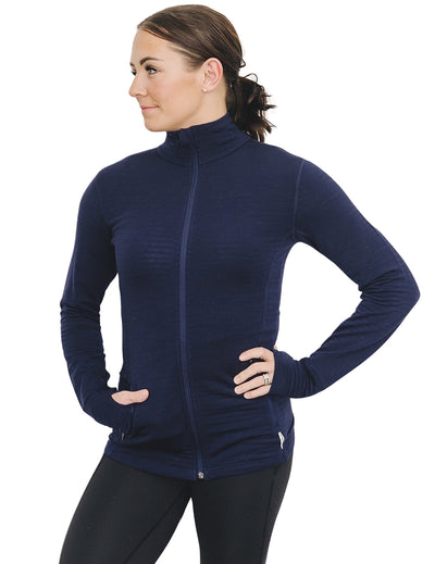 Women's Merino Natural Fleece Full-Zip Jacket, Cosmic Blue