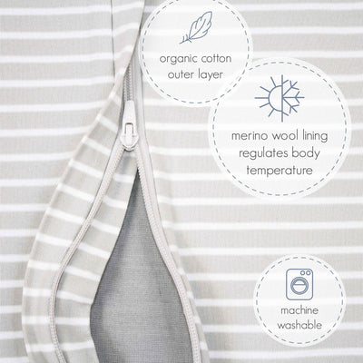 4 Season® Baby Sleep Bag with Feet, Merino Wool & Organic Cotton, Navy Blue
