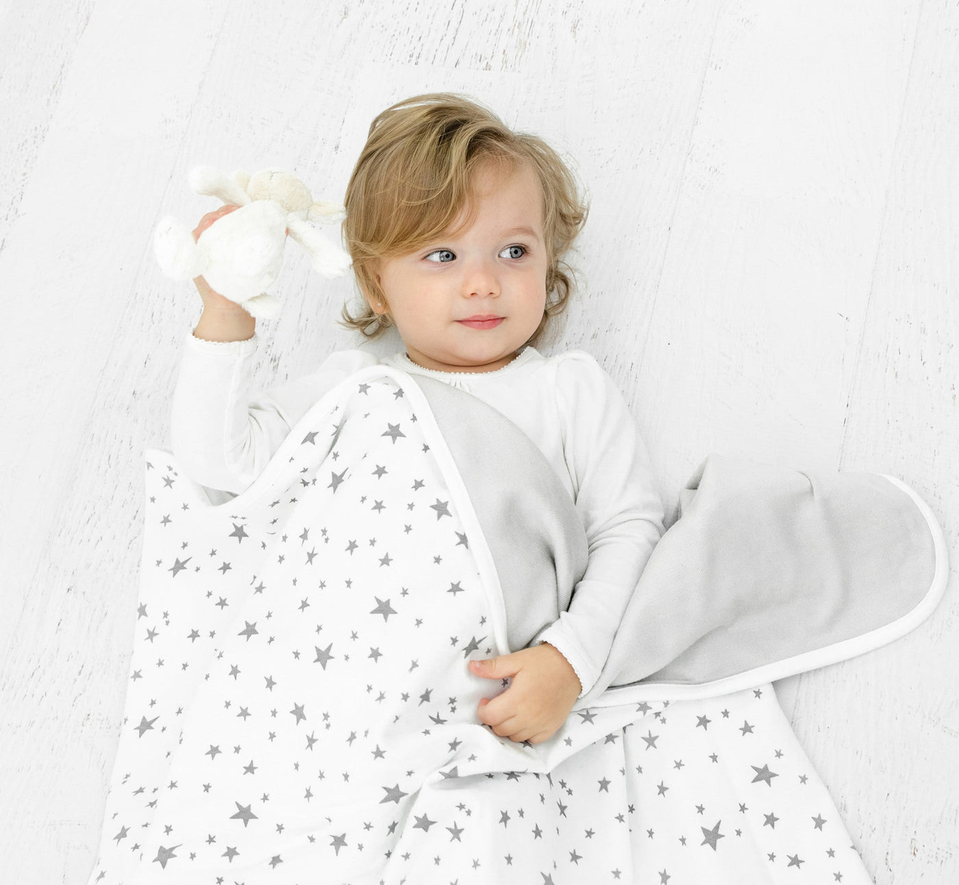 4 Season® Stroller Merino Wool & Organic Cotton Baby Blanket, 40" x 31.5", Star White