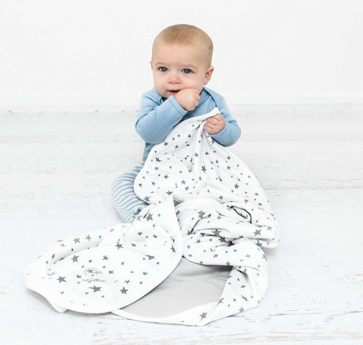 4 Season® Stroller Merino Wool & Organic Cotton Baby Blanket, 40" x 31.5", Star White