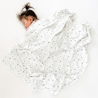 4 Season® Stroller Merino Wool & Organic Cotton Baby Blanket, 40" x 31.5", Star White