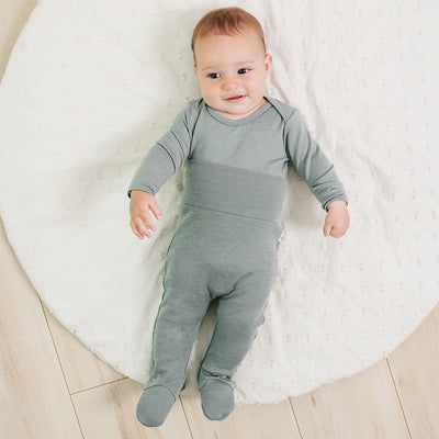 Baby Footed Pants, Merino Wool, Sage