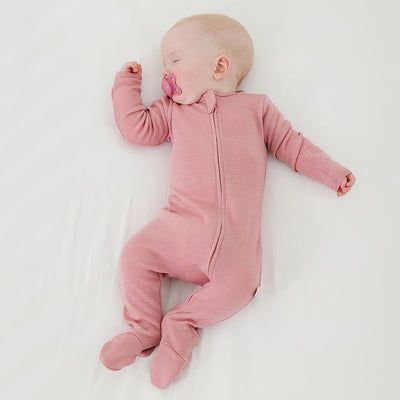 Footie Pajamas, Merino Wool, Blush