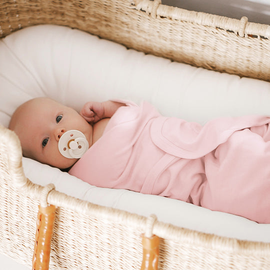 swaddle baby in bassinet stroller Woolino 4 Season Merino Wool Swaddle