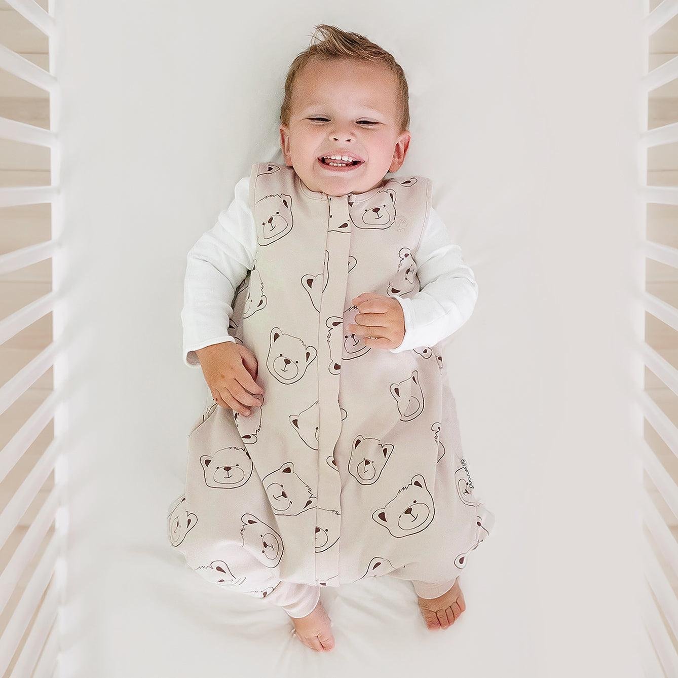 4 Season® Baby Sleep Bag with Feet, Merino Wool & Organic Cotton, Teddy Bear