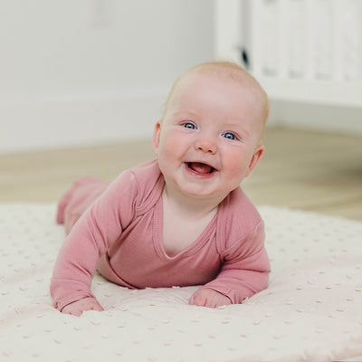 Baby Bodysuit, Long Sleeve, Merino Wool, Blush