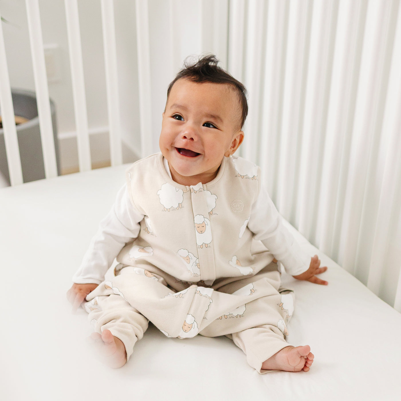 4 Season® Baby Sleep Bag with Feet, Merino Wool & Organic Cotton, Sheep