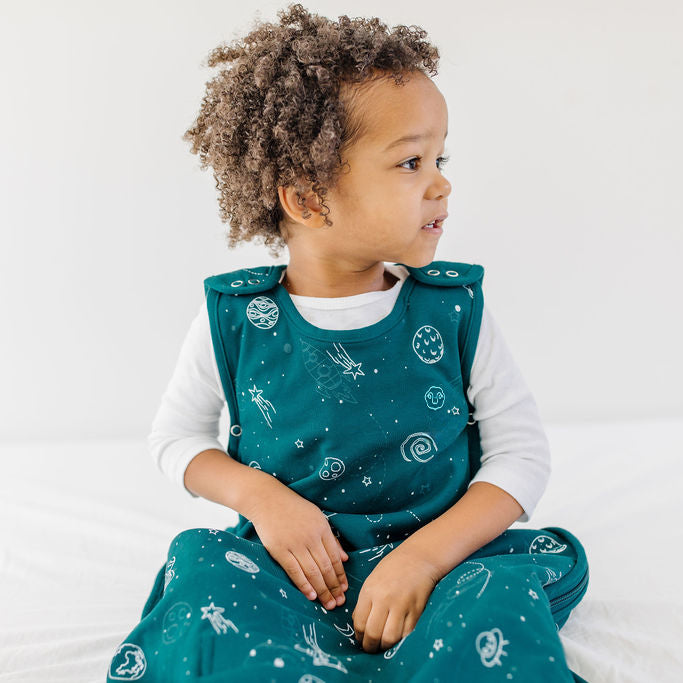 4 Season® Big Kid Sleep Bag, Merino Wool & Organic Cotton, 4 - 6 Years, Space - GLOW IN THE DARK
