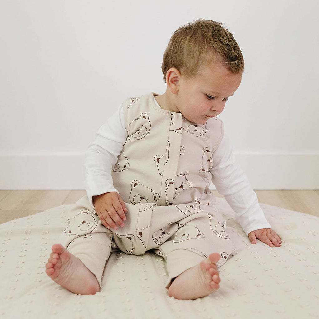 4 Season® Baby Sleep Bag with Feet, Merino Wool & Organic Cotton, Teddy Bear