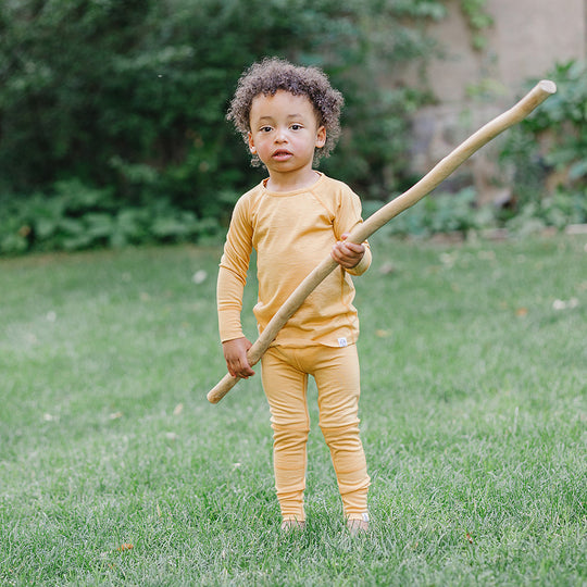 Kids Merino Wool Base Layer, Long Sleeve Top, Honey – Woolino