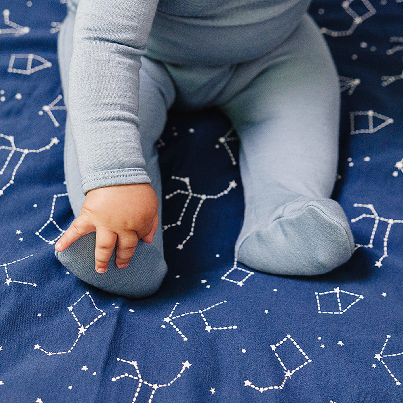 Baby Footed Pants, Merino Wool, Blue