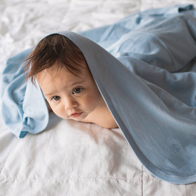 Swaddle Blanket, Merino Wool, Newborn to 3 Months, Blue