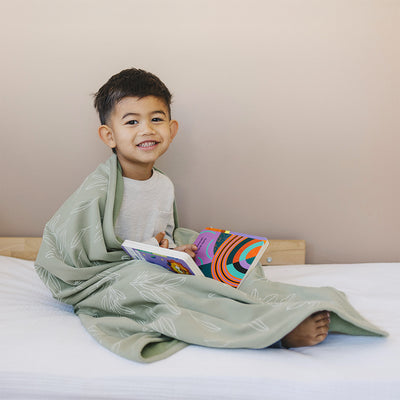 Toddler Blanket, 4 Season® Merino Wool & Organic Cotton, 52.5" x 40", Sage