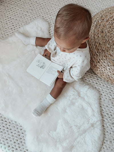 Sheepskin Rug for Babies, 100% Natural, Shorn Lambskin Wool, 2 x 3 Feet, Ivory