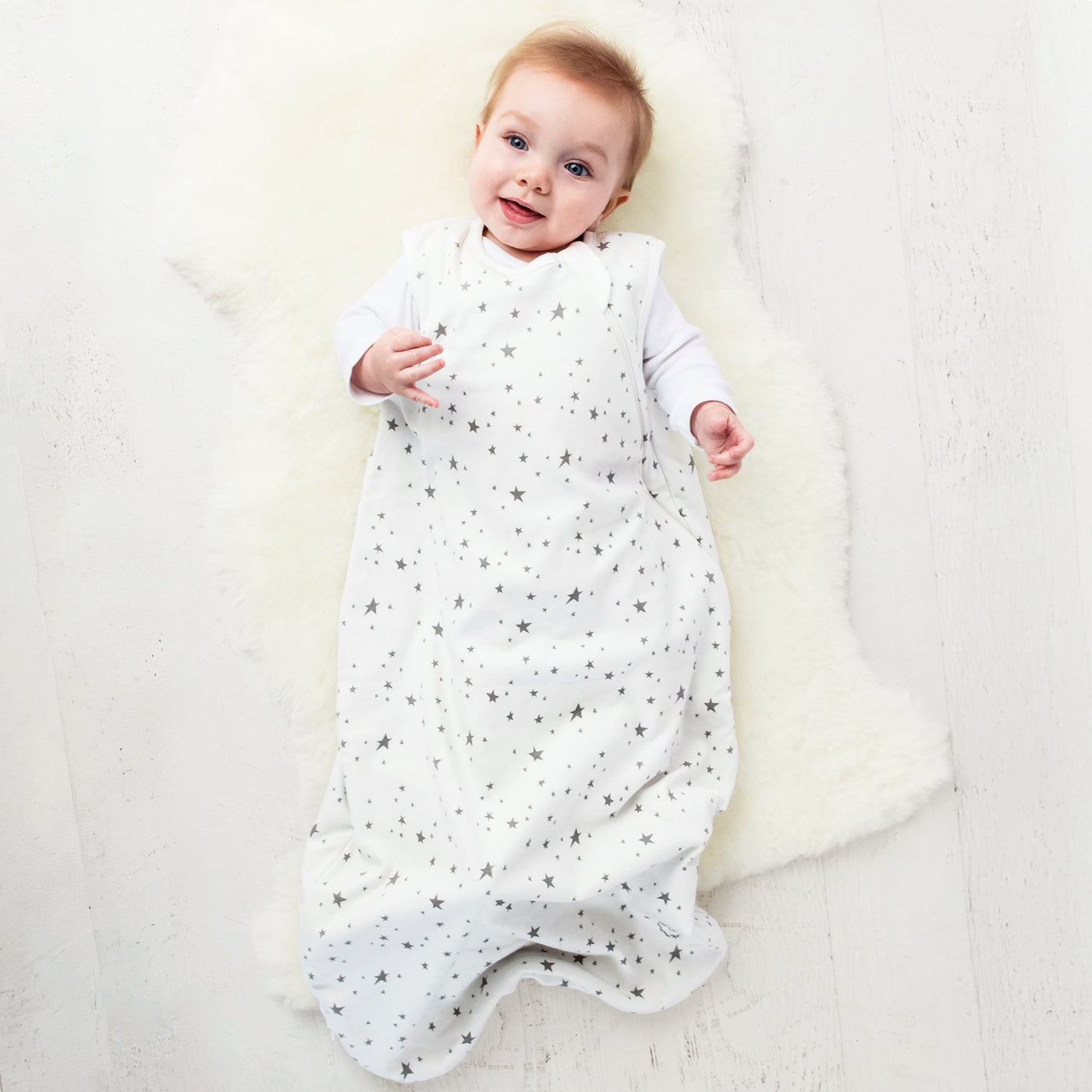 4 Season® Classic Baby Sleeping Bag, Merino Wool & Organic Cotton, Star White