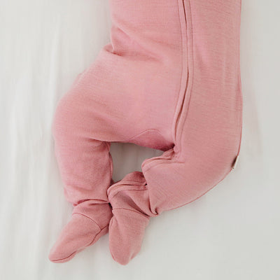 Footie Pajamas, Merino Wool, Blush