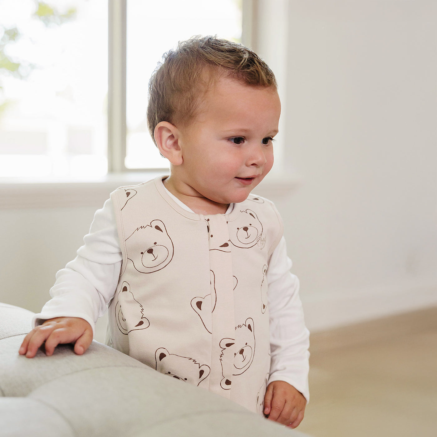 4 Season® Baby Sleep Bag with Feet, Merino Wool & Organic Cotton, Teddy Bear