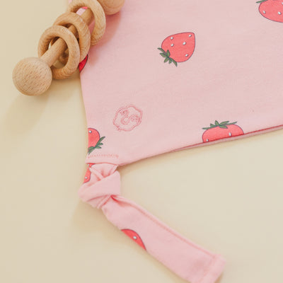 Lovey, Merino Wool and Organic Cotton with Removable Teething Ring, Strawberry