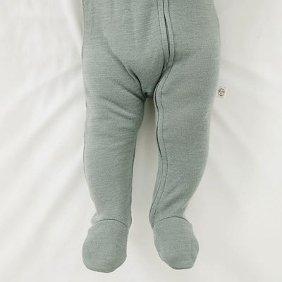 Footie Pajamas, Merino Wool, Sage