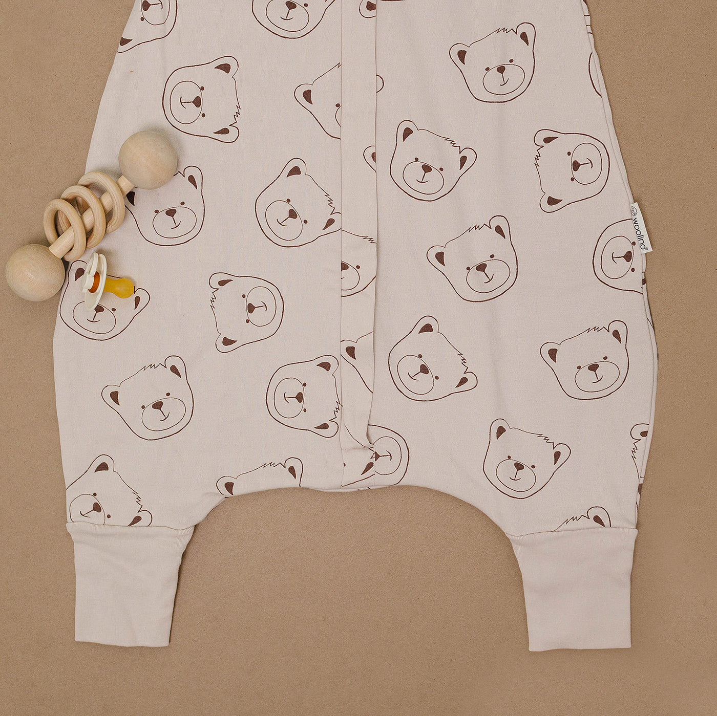 4 Season® Baby Sleep Bag with Feet, Merino Wool & Organic Cotton, Teddy Bear