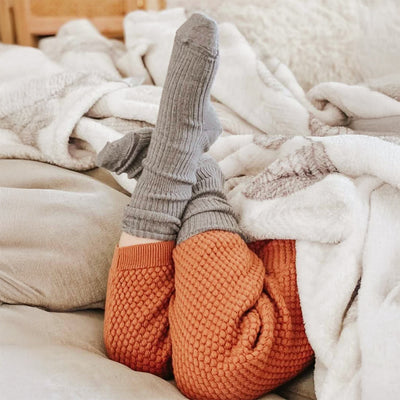 Wool Socks, Baby and Toddler, Brown-Gray & White