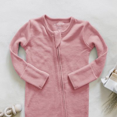 Footie Pajamas, Merino Wool, Blush