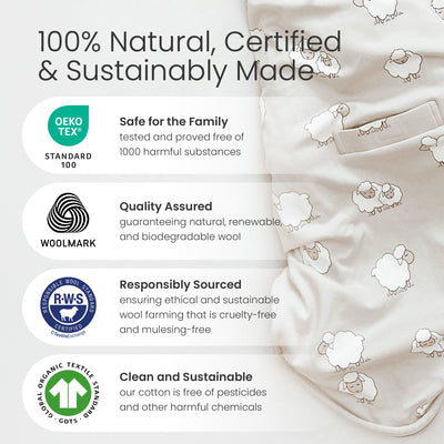 4 Season® Ultimate Baby Sleep Bag, Merino Wool & Organic Cotton, Sage