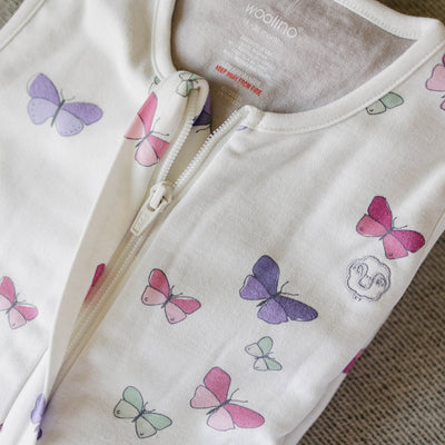 4 Season® Baby Sleep Bag with Feet, Merino Wool & Organic Cotton, Butterfly