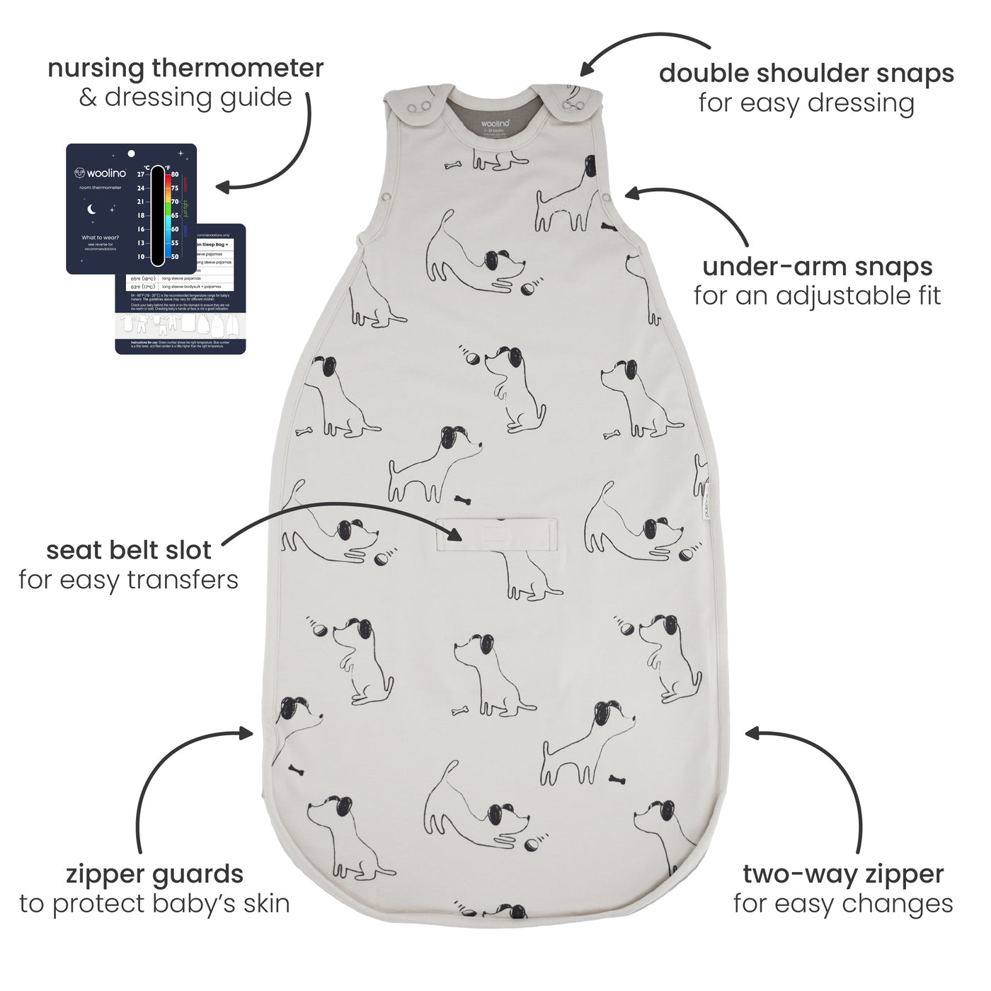4 Season® Ultimate Baby Sleep Bag, Merino Wool & Organic Cotton, Sheep