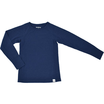 Kids Merino Wool Base Layer, Long Sleeve Top, Deep Blue