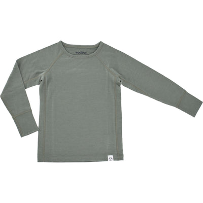 Kids Merino Wool Base Layer, Long Sleeve Top, Sage