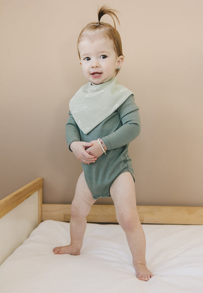 Baby Bodysuit, Long Sleeve, Merino Wool, Sage