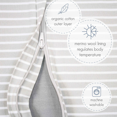 4 Season® Baby Sleep Bag with Feet, Merino Wool & Organic Cotton, Space - GLOW IN THE DARK