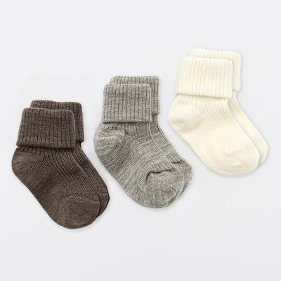 Wool Socks, Baby and Toddler, Brown-Gray & White – Woolino