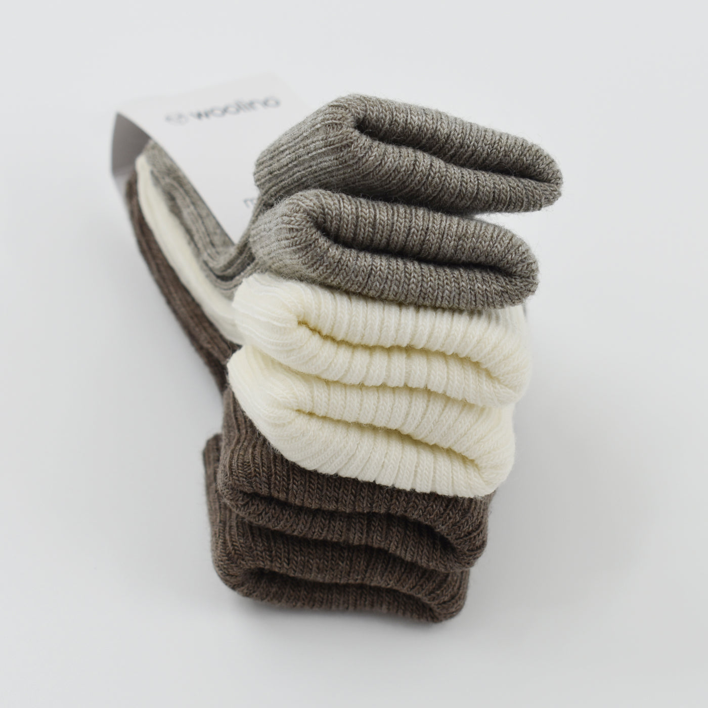 Wool Socks, Baby and Toddler, Brown-Gray & White