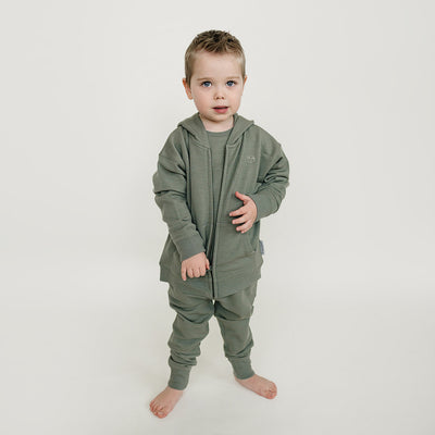 Kids Merino Wool Hoodie, Olive