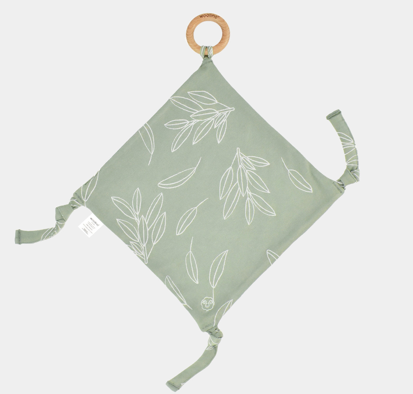 Lovey, Merino Wool and Organic Cotton with Removable Teething Ring, Sage
