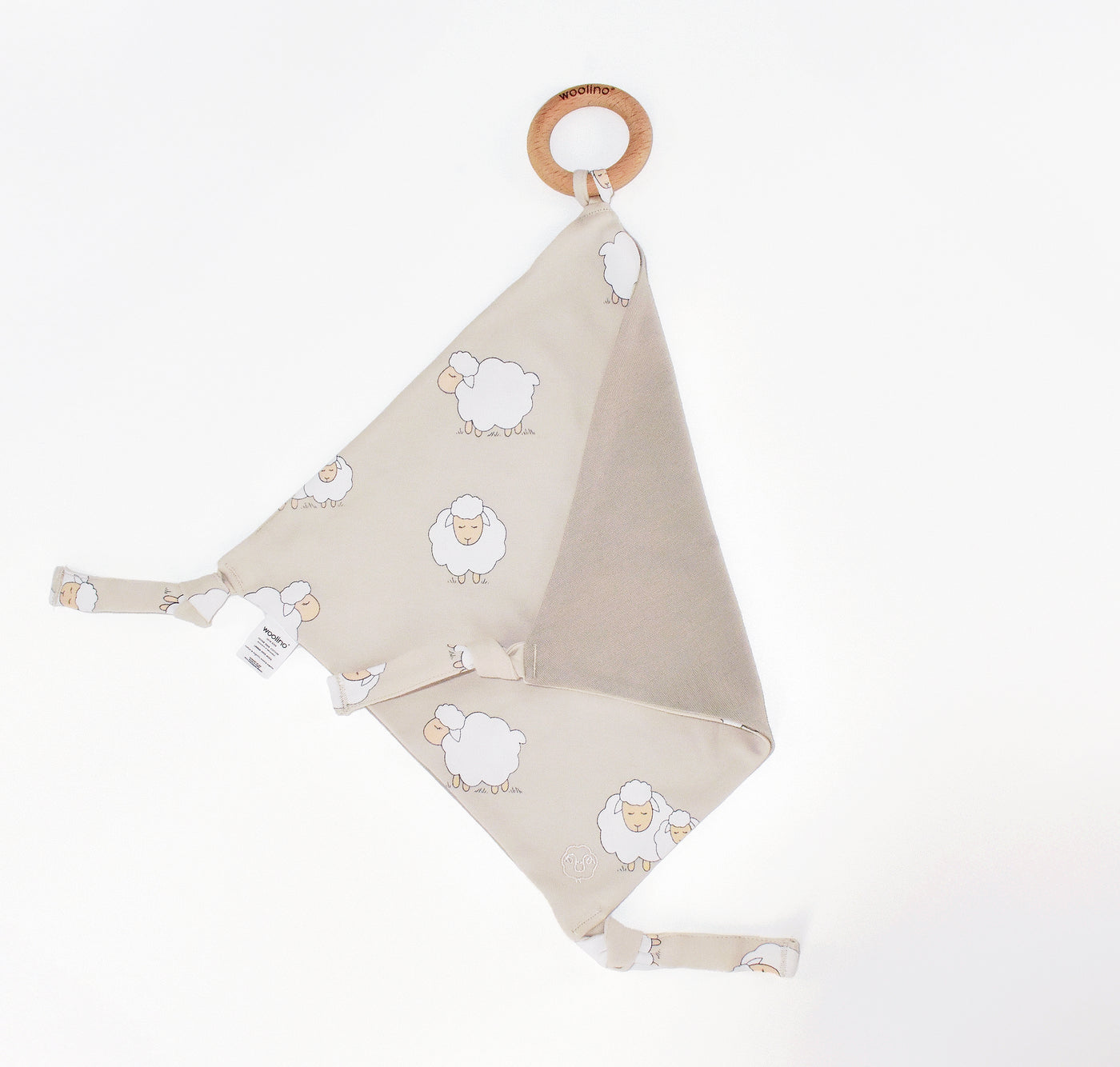 Lovey, Merino Wool and Organic Cotton with Removable Teething Ring, Sheep