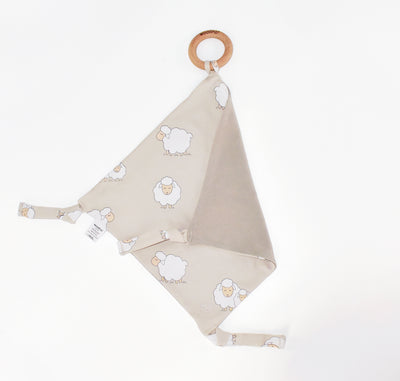 Lovey, Merino Wool and Organic Cotton with Removable Teething Ring, Sheep