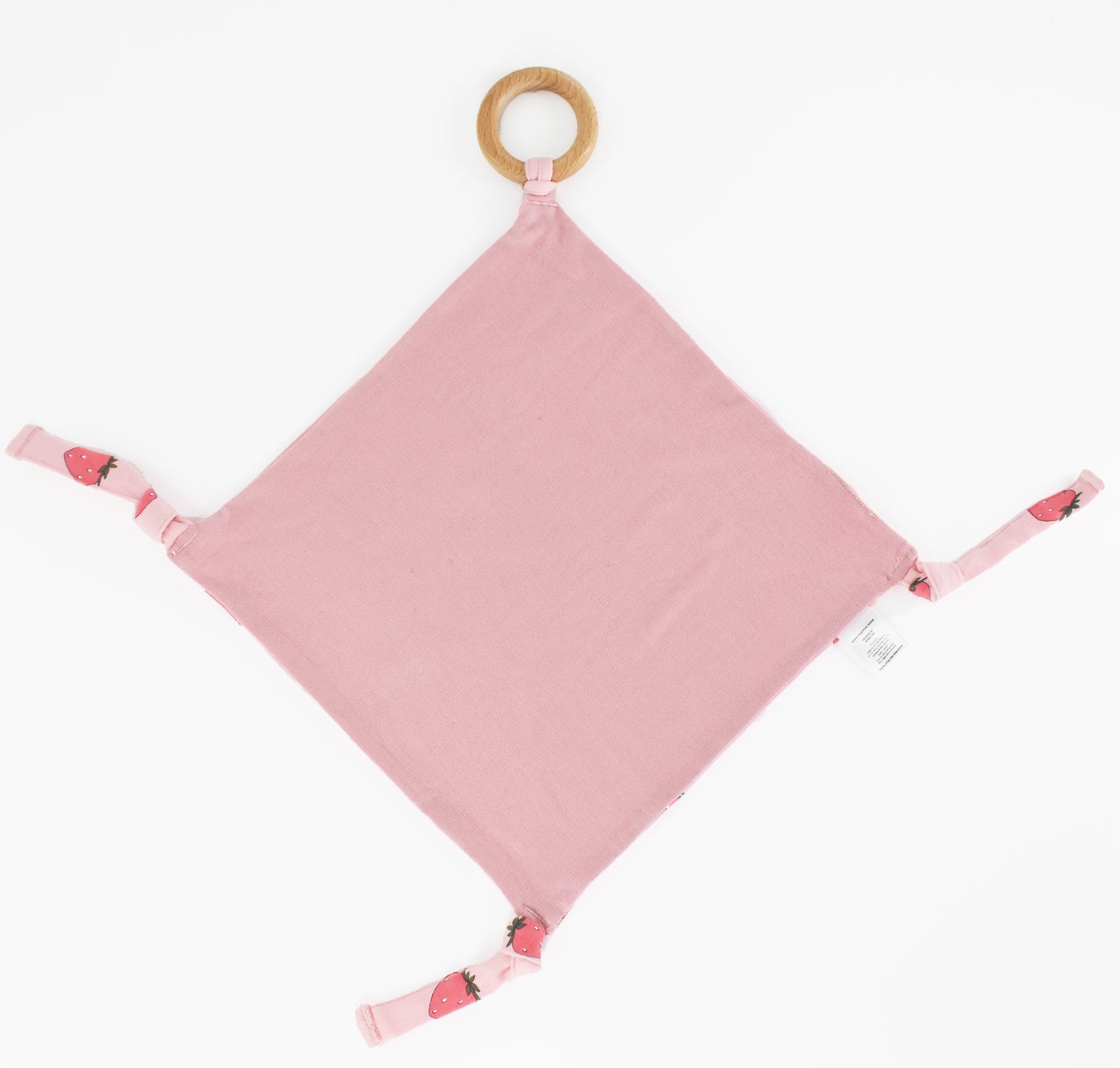 Lovey, Merino Wool and Organic Cotton with Removable Teething Ring, Strawberry