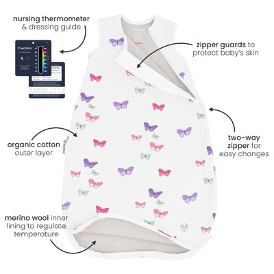 4 Season® Classic Baby Sleeping Bag, Merino Wool & Organic Cotton, Star White