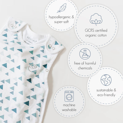 Ecolino® Adjustable Baby Sleep Bag, 100% Organic Cotton, Universal Size: 2 Months - 2 Years, Triangle