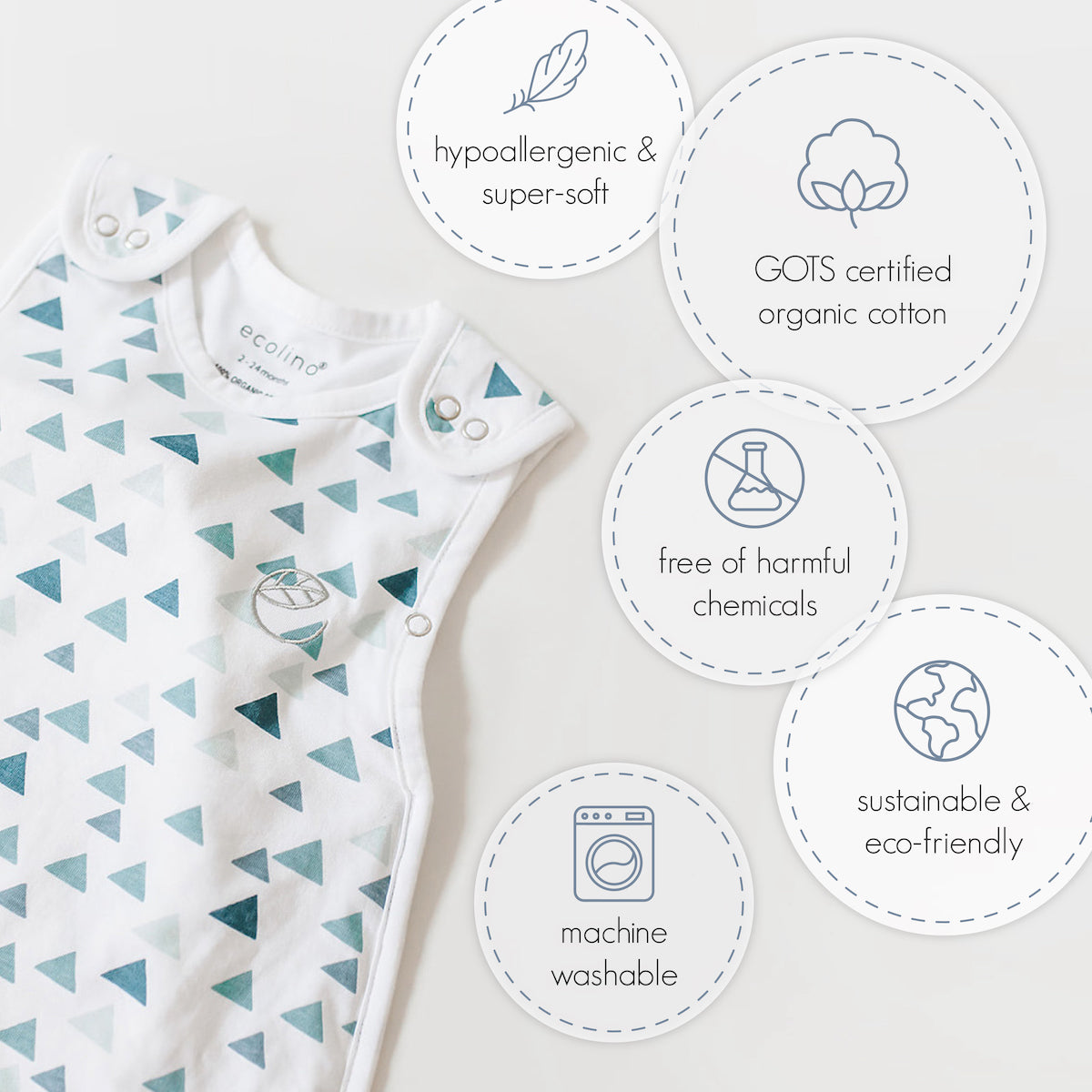 Woolino Baby Sleep Bags or Sacks Natural Merino Wool Babywear