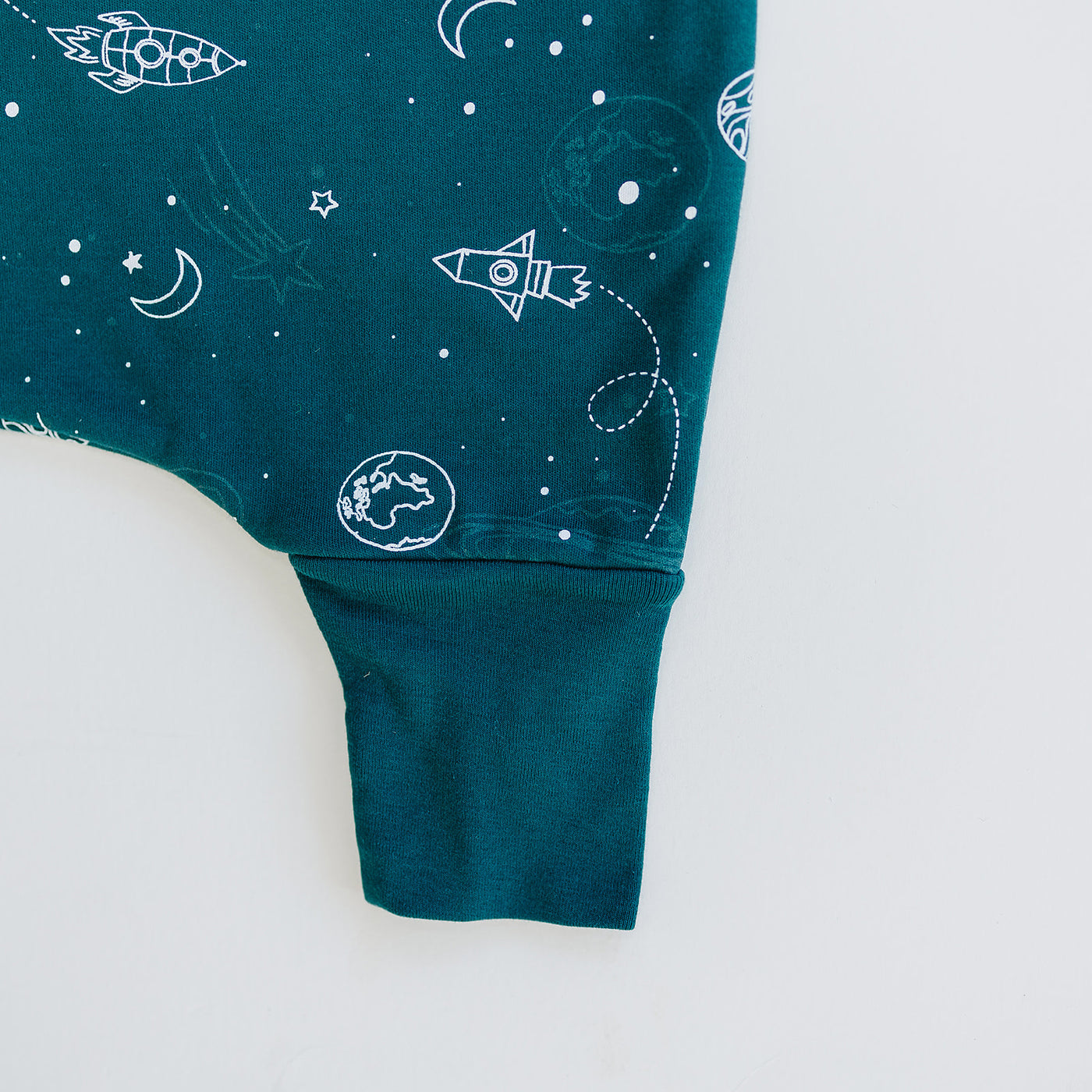 4 Season® Baby Sleep Bag with Feet, Merino Wool & Organic Cotton, Space - GLOW IN THE DARK