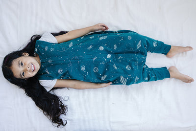 4 Season® Baby Sleep Bag with Feet, Merino Wool & Organic Cotton, Space - GLOW IN THE DARK