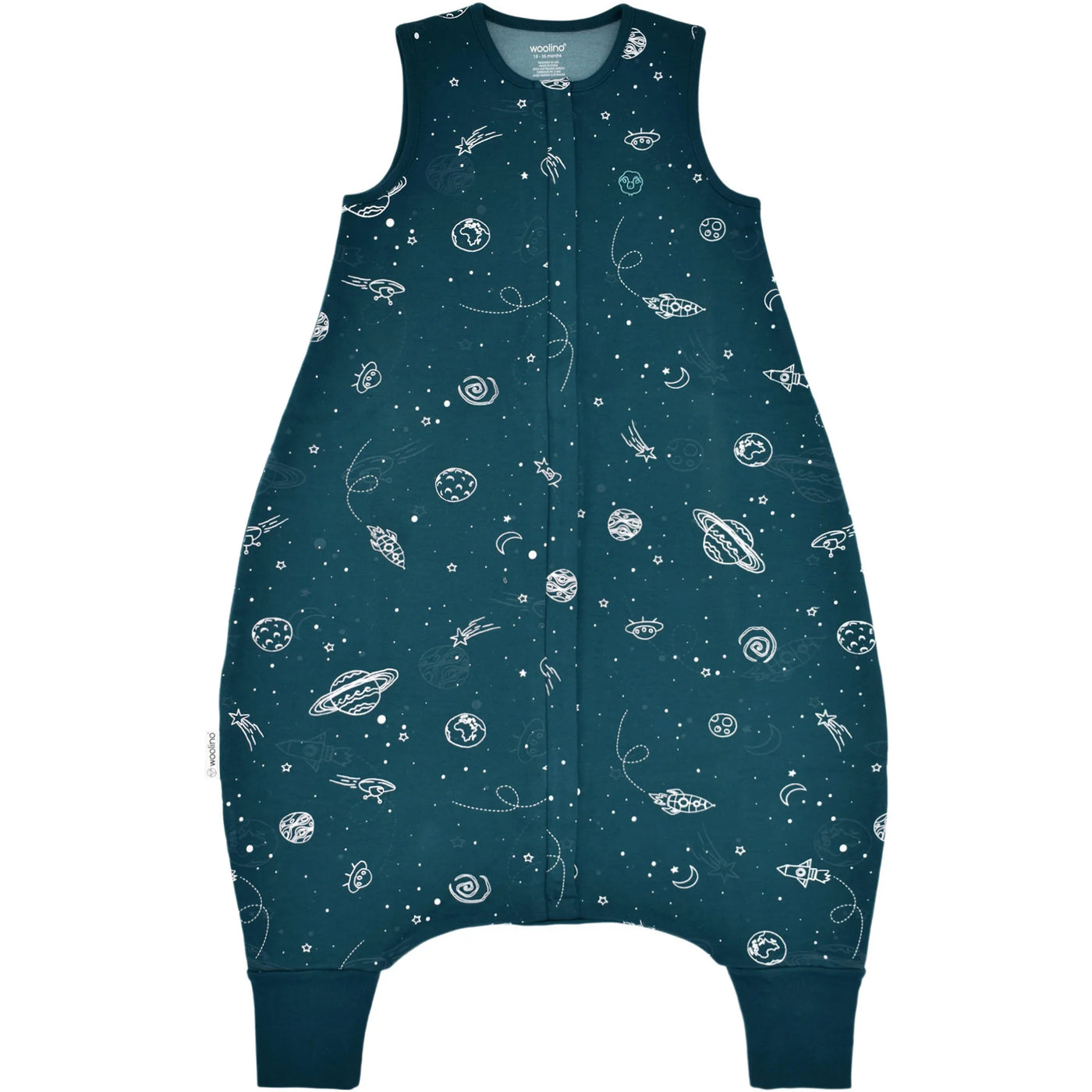 Imperfect 4 Season™ Baby Sleep Bag with Feet, Merino Wool & Organic Cotton, Space GLOW IN THE DARK