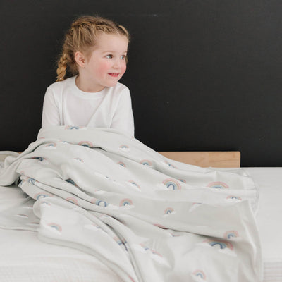 Toddler Blanket, 4 Season® Merino Wool & Organic Cotton Blanket, 52.5" x 40", Rainbow
