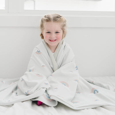 Toddler Blanket, 4 Season® Merino Wool & Organic Cotton Blanket, 52.5" x 40", Rainbow