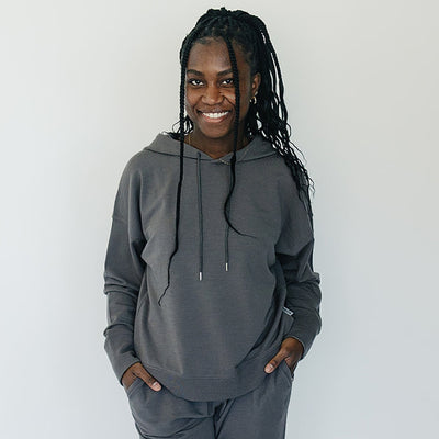 Women s Merino Wool Hoodie Storm Gray Woolino